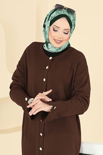 moda selvim Cardigan 2437UZ662 Brown - Thumbnail