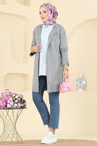 moda selvim سترة خفيفة رمادي 2437UZ662 - Thumbnail