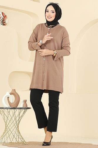 moda selvim Cardigan 2437UZ662 Latte - Thumbnail