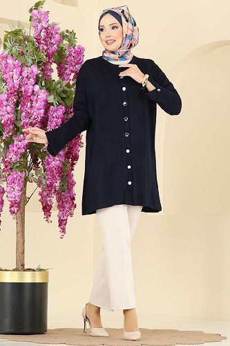 moda selvim Cardigan 2437UZ662 Navy Blue - Thumbnail