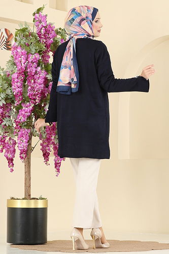 moda selvim Cardigan 2437UZ662 Navy Blue - Thumbnail