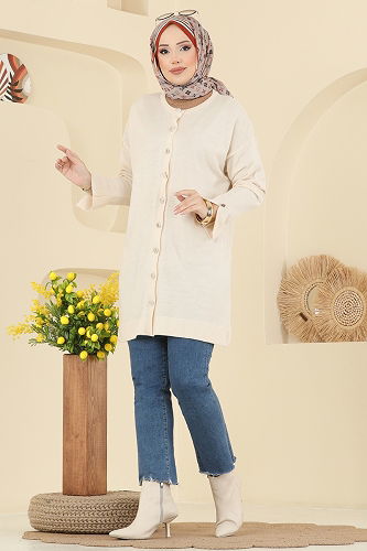 moda selvim سترة خفيفة بيج 2437UZ662 - Thumbnail