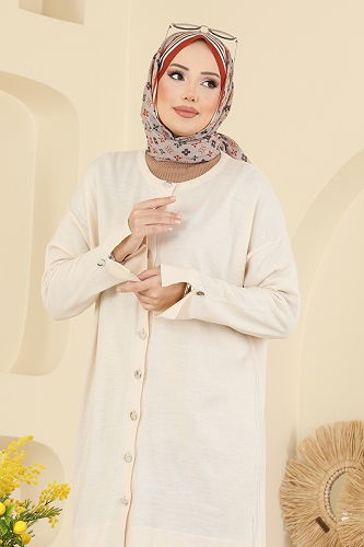 moda selvim سترة خفيفة بيج 2437UZ662 - Thumbnail