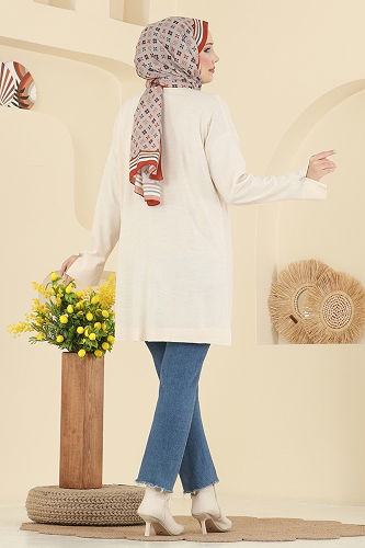 moda selvim سترة خفيفة بيج 2437UZ662 - Thumbnail