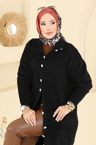moda selvim Cardigan 2447UZ662 Black - Thumbnail