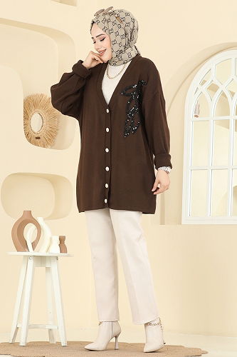 moda selvim سترة خفيفة بني 2502UZ662 - Thumbnail