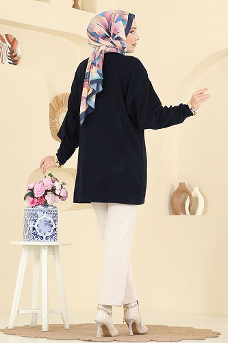 moda selvim Cardigan 2502UZ662 Navy Blue - Thumbnail