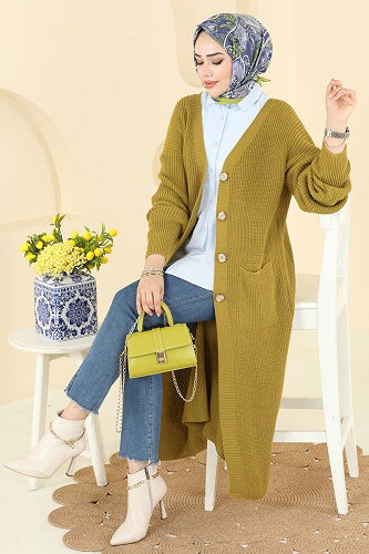 moda selvim سترة خفيفة فسفوري 2729AYD574 - Thumbnail