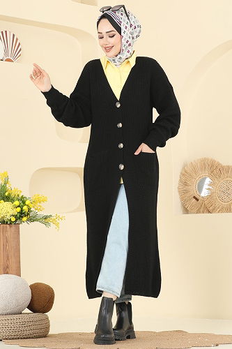 moda selvim Cardigan 2729AYD574 Black - Thumbnail