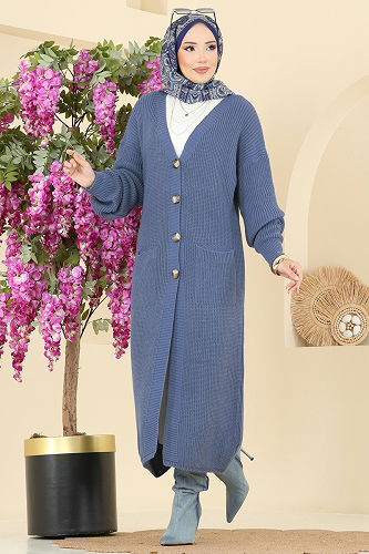 moda selvim سترة خفيفة ازرق 2729AYD574 - Thumbnail