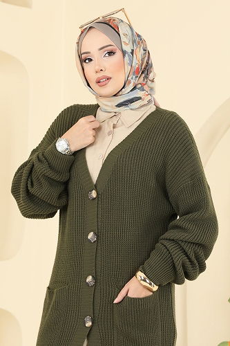 moda selvim سترة خفيفة أخضر عفني فاتح 2729AYD574 - Thumbnail