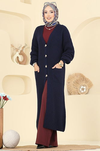 moda selvim Cardigan 2729AYD574 Navy Blue - Thumbnail
