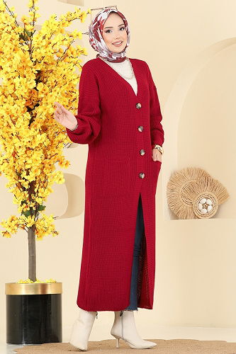 moda selvim Cardigan 2729AYD574 Red - Thumbnail