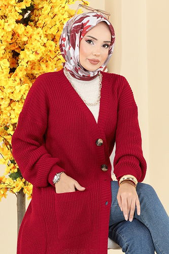 moda selvim سترة خفيفة احمر 2729AYD574 - Thumbnail