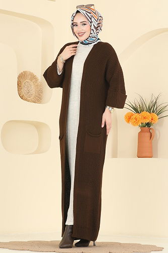 moda selvim Cardigan 2766AYD574 Brown - Thumbnail