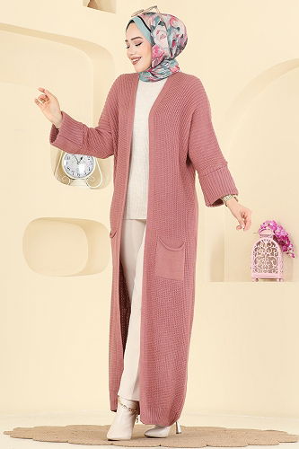 moda selvim سترة خفيفة وردي 2766AYD574 - Thumbnail