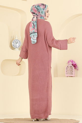 moda selvim سترة خفيفة وردي 2766AYD574 - Thumbnail