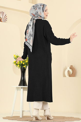 moda selvim Cardigan 2892BRZ597 Black - Thumbnail
