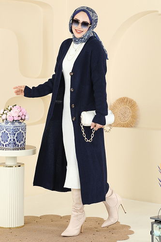 moda selvim Cardigan 2892BRZ597 Navy Blue - Thumbnail