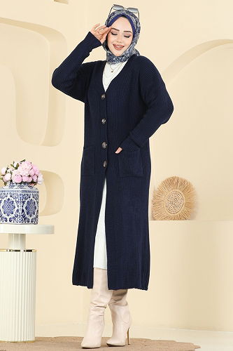 moda selvim Cardigan 2892BRZ597 Navy Blue - Thumbnail