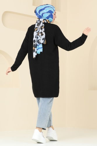 moda selvim Cardigan 3091BRZ597 Black - Thumbnail