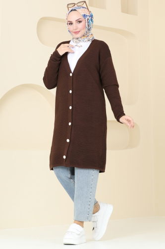 moda selvim Cardigan 3091BRZ597 Brown - Thumbnail