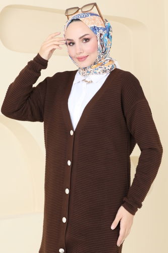 moda selvim Cardigan 3091BRZ597 Brown - Thumbnail