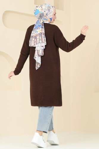 moda selvim Cardigan 3091BRZ597 Brown - Thumbnail