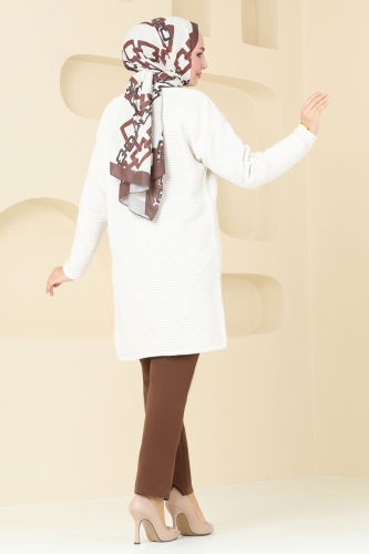 moda selvim Cardigan 3091BRZ597 Ecru - Thumbnail