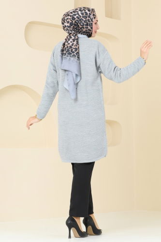 moda selvim Cardigan 3091BRZ597 Gray - Thumbnail