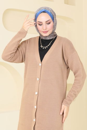 moda selvim Cardigan 3091BRZ597 Latte - Thumbnail