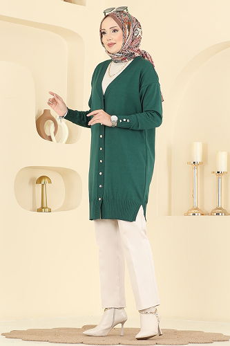 moda selvim Cardigan 3176UZ662 Emerald - Thumbnail