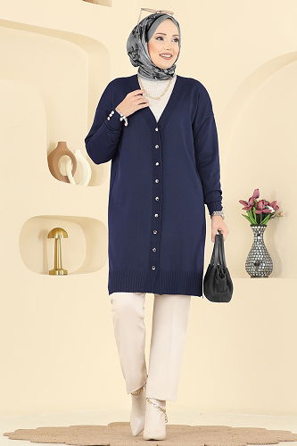moda selvim Cardigan 3176UZ662 Navy Blue - Thumbnail