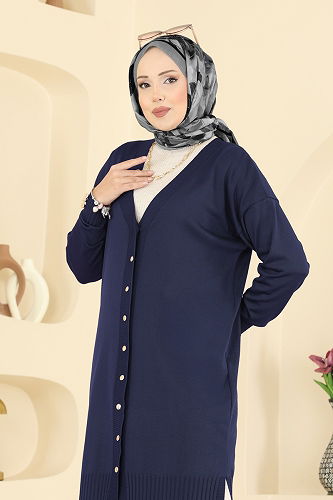 moda selvim سترة خفيفة كحلي 3176UZ662 - Thumbnail