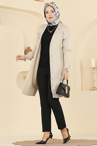 moda selvim سترة خفيفة بيج 3176UZ662 - Thumbnail