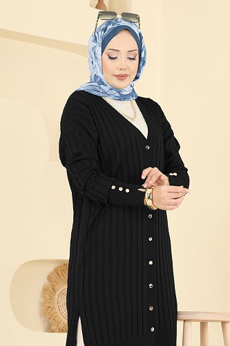 moda selvim سترة خفيفة أسود 3179UZ662 - Thumbnail