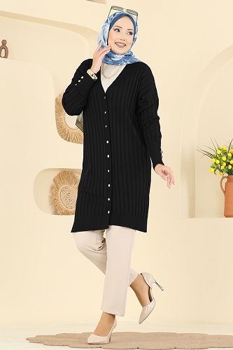 moda selvim سترة خفيفة أسود 3179UZ662 - Thumbnail