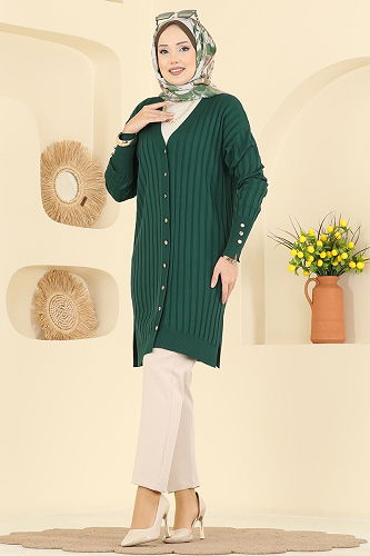 moda selvim Cardigan 3179UZ662 Emerald - Thumbnail