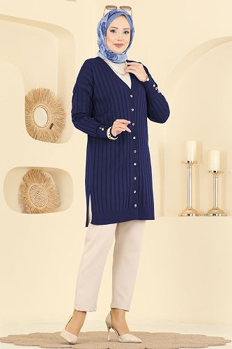 moda selvim Cardigan 3179UZ662 Navy Blue - Thumbnail
