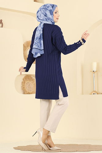 moda selvim Cardigan 3179UZ662 Navy Blue - Thumbnail