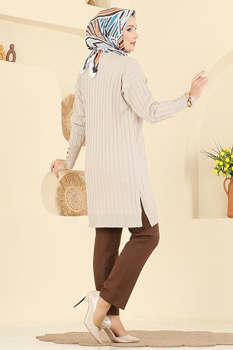 moda selvim سترة خفيفة بيج 3179UZ662 - Thumbnail