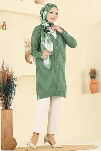 moda selvim Cardigan 3193BRZ597 Almond Green - Thumbnail