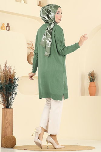 moda selvim سترة خفيفة أخضر عشبي 3193BRZ597 - Thumbnail