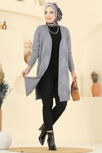moda selvim Cardigan 3193BRZ597 Anthracite - Thumbnail