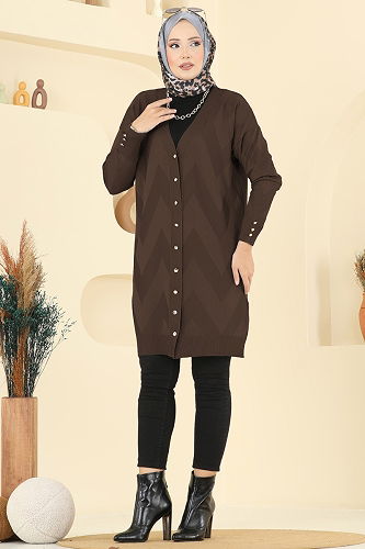 moda selvim Cardigan 3193BRZ597 Bitter Brown - Thumbnail