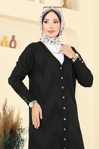 moda selvim Cardigan 3193BRZ597 Black - Thumbnail