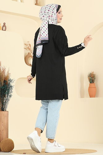 moda selvim سترة خفيفة أسود 3193BRZ597 - Thumbnail