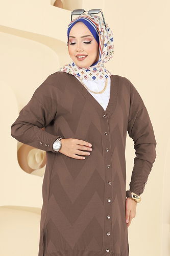 moda selvim سترة خفيفة بيج غامق 3193BRZ597 - Thumbnail