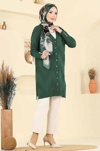 moda selvim Cardigan 3193BRZ597 Emerald - Thumbnail