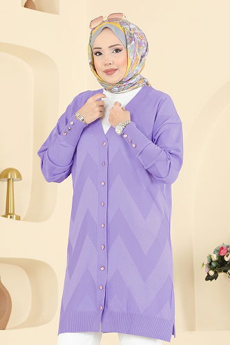 moda selvim سترة خفيفة ليلكي 3193BRZ597 - Thumbnail